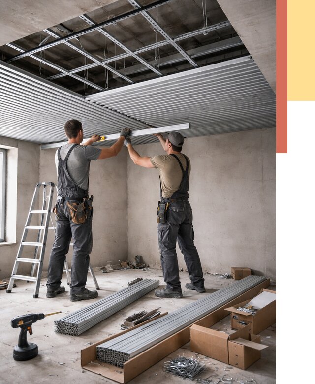 Монтаж реечного потолка в Качканаре от 4614 руб. под ключ | ОТДЕЛОЧНИК-Кчк