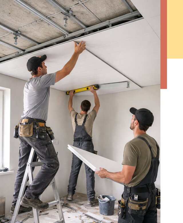 Монтаж потолка из ПВХ панелей в Качканаре от 3589 руб./м2 — быстро и недорого | ОТДЕЛОЧНИК-Кчк