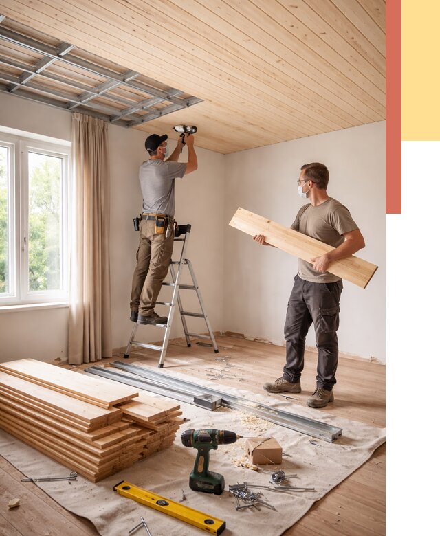 Монтаж потолка из вагонки в Качканаре от 6664 руб. | Быстро и недорого — ОТДЕЛОЧНИК-Кчк