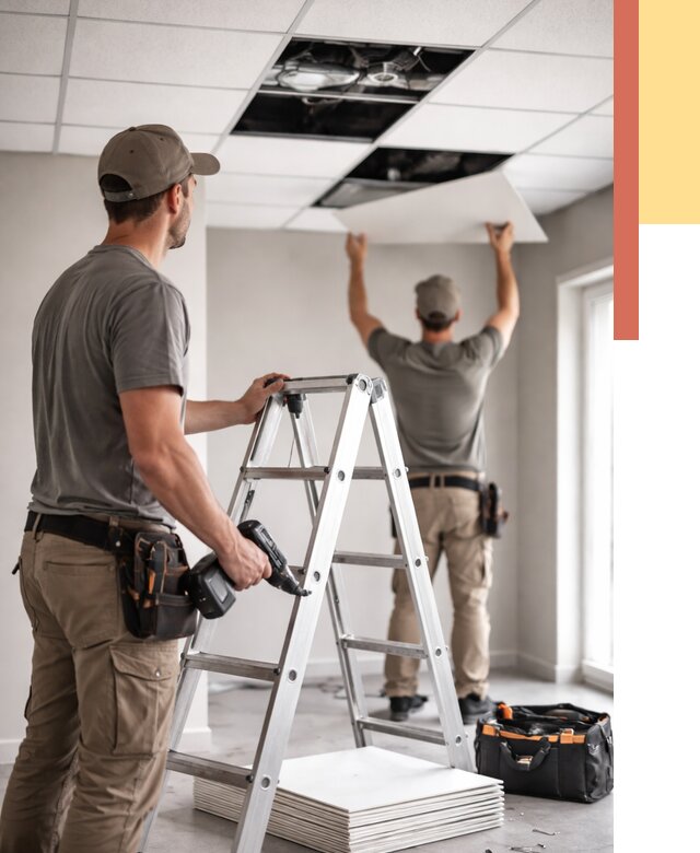 Обслуживание подвесного потолка в Качканаре от 3589 руб. — быстро и недорого | ОТДЕЛОЧНИК-Кчк