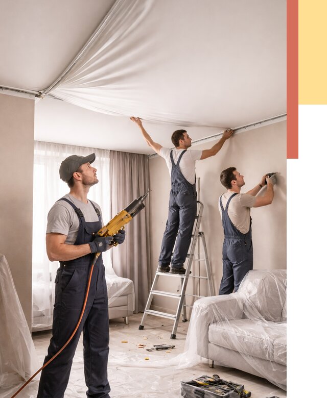 Установка натяжного потолка в Качканаре от 4614 руб. | Быстро и недорого — ОТДЕЛОЧНИК-Кчк