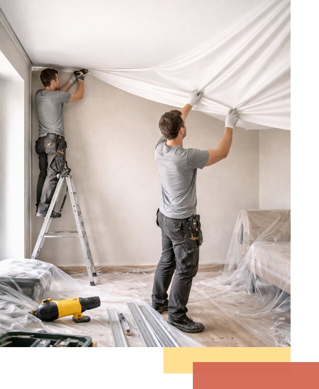 Монтаж тканевого натяжного потолка в Качканаре недорого и быстро