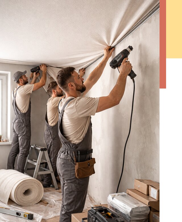 Монтаж фактурного натяжного потолка в Качканаре от 769 руб. — ОТДЕЛОЧНИК-Кчк