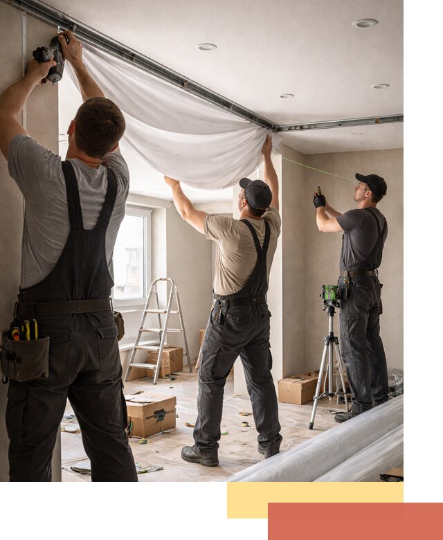 Монтаж парящего натяжного потолка под ключ в Качканаре