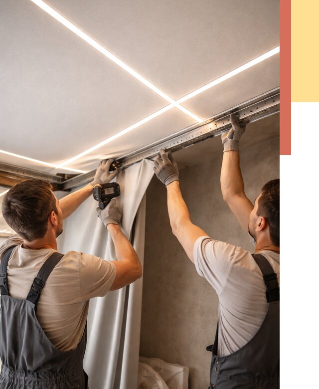 Монтаж натяжного потолка со световыми линиями в Качканаре от 1230 руб. | ОТДЕЛОЧНИК-Кчк