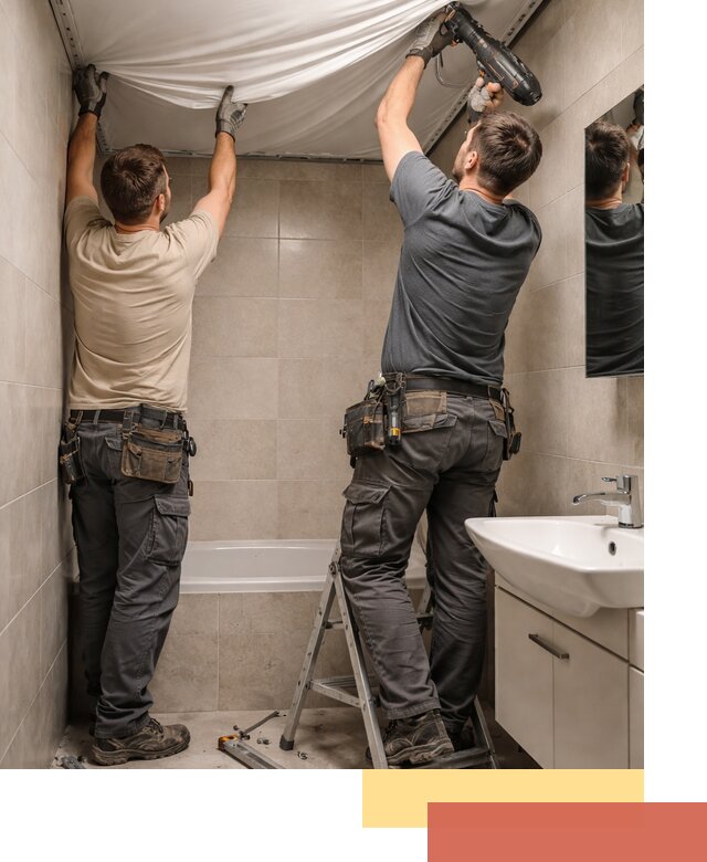 Монтаж натяжного потолка в ванной в Качканаре быстро и качественно