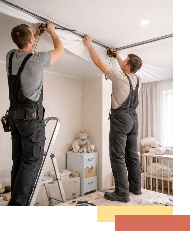 Монтаж натяжного потолка в детской комнате в Качканаре