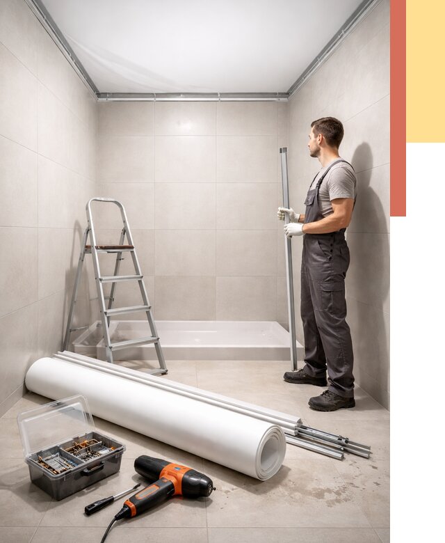 Монтаж натяжного потолка в санузле в Качканаре от 1897 руб. — ОТДЕЛОЧНИК-Кчк