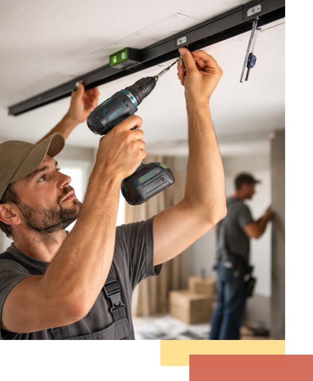 Установка трековых светильников в натяжной потолок в Качканаре