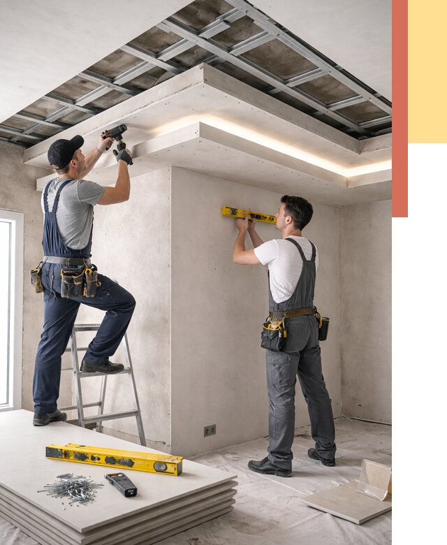 Двухуровневый потолок из гипсокартона в Качканаре от 1487 руб. под ключ | ОТДЕЛОЧНИК-Кчк