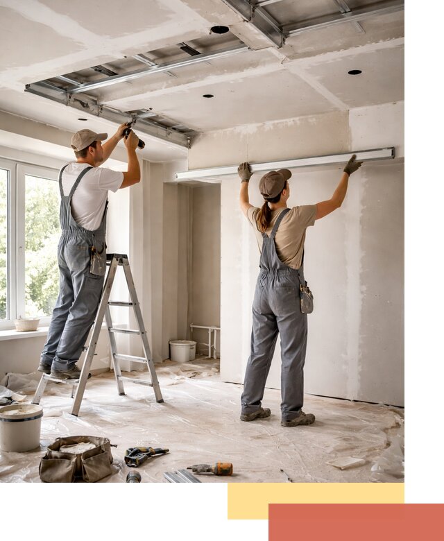 Монтаж многоуровневого потолка из гипсокартона в Качканаре