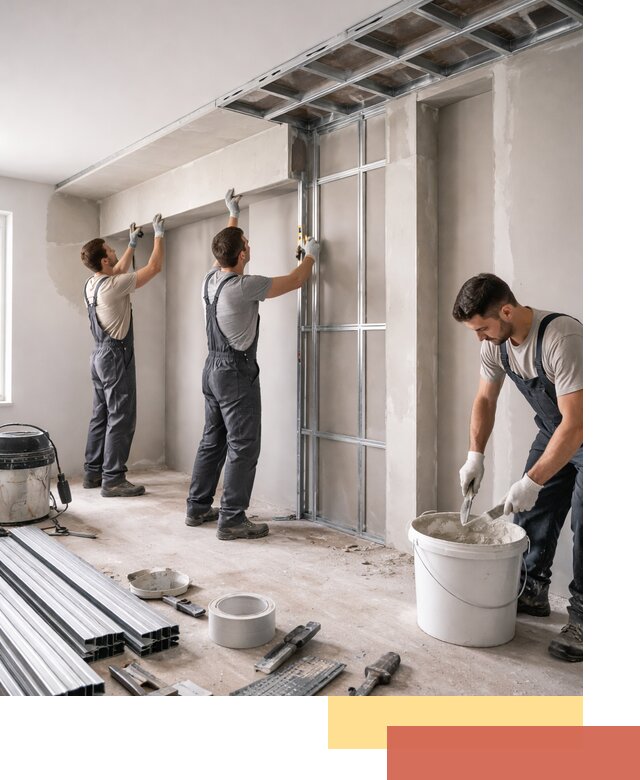 Монтаж потолка из гипсокартона с нишей в Качканаре