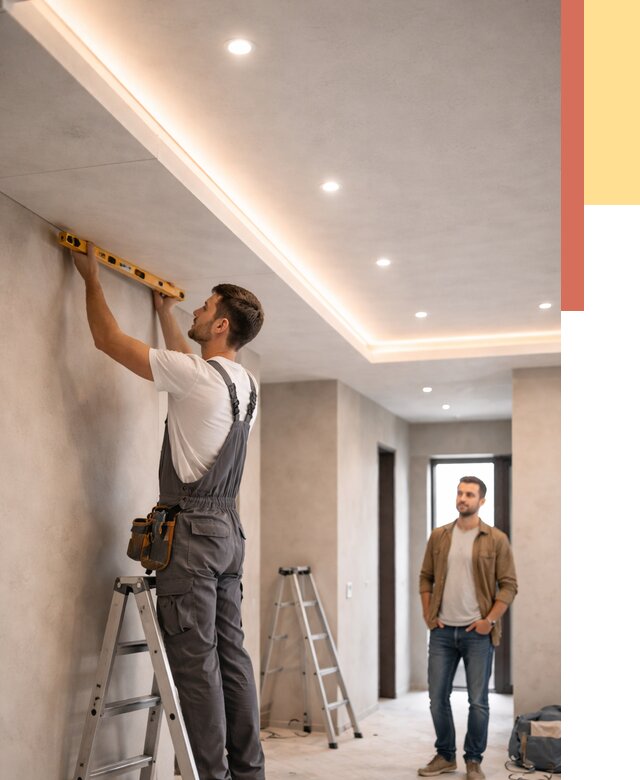 Потолок из гипсокартона с подсветкой в Качканаре от 769 руб./м2 под ключ | ОТДЕЛОЧНИК-Кчк