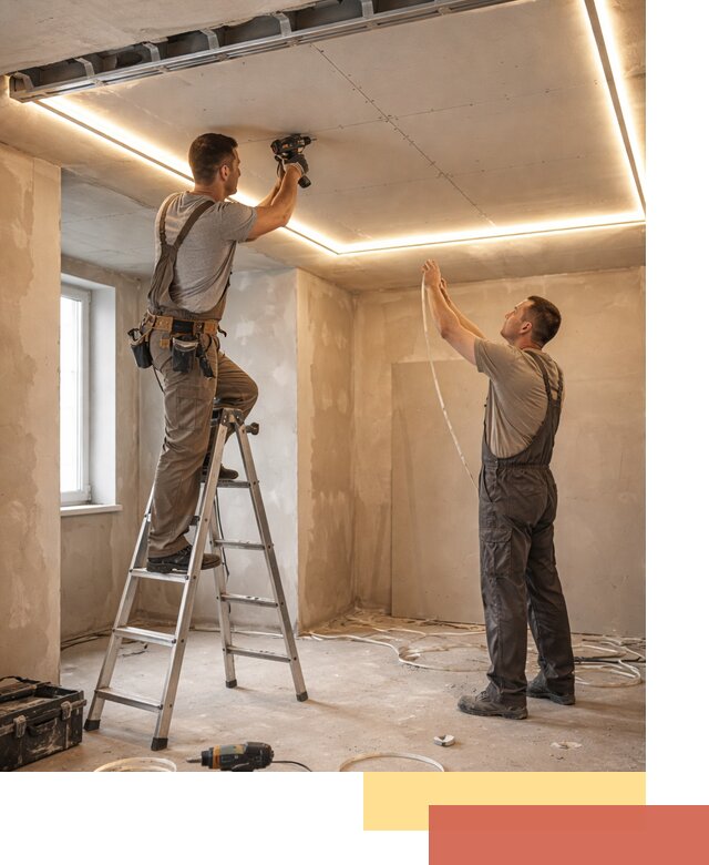 Потолок из гипсокартона с подсветкой в Качканаре