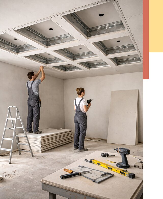 Кессонный потолок из гипсокартона в Качканаре от 1897 руб. — монтаж и под ключ | ОТДЕЛОЧНИК-Кчк