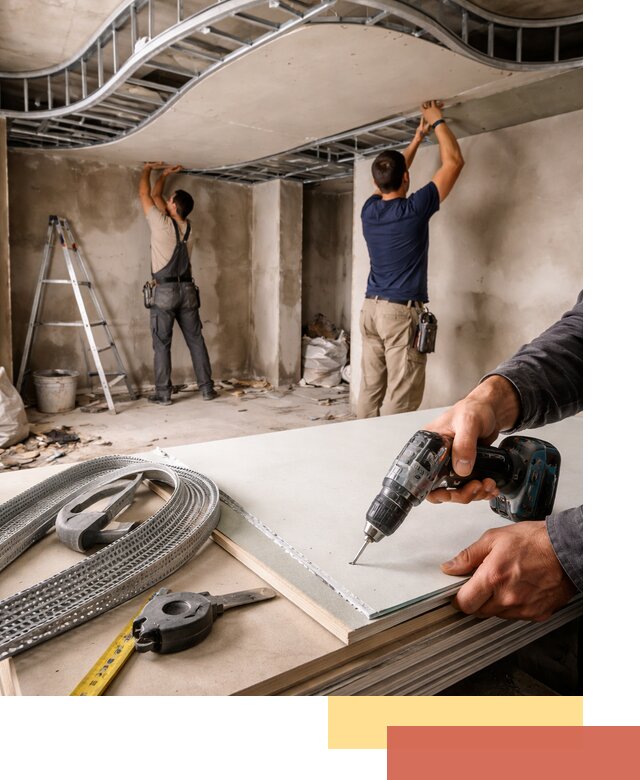 Криволинейный потолок из гипсокартона в Качканаре — монтаж и отделка