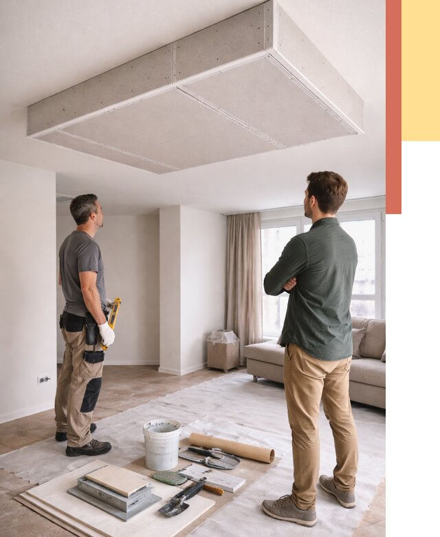 Короб на потолке из гипсокартона в Качканаре от 2256 руб. — монтаж и услуги под ключ | ОТДЕЛОЧНИК-Кчк