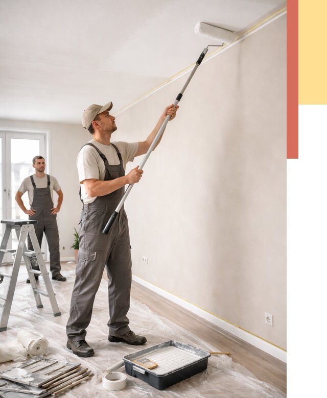 Покраска потолка из гипсокартона в Качканаре от 4614 руб./м2 — услуги под ключ | ОТДЕЛОЧНИК-Кчк