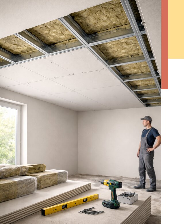 Звукоизоляция потолка ГКЛ в Качканаре от 974 руб. — монтаж под ключ | ОТДЕЛОЧНИК-Кчк