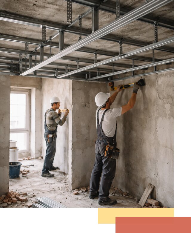 Монтаж каркаса потолка из профильного профиля в Качканаре