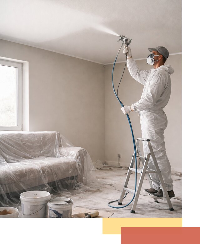 Покраска потолка краскопультом в Качканаре быстро и качественно