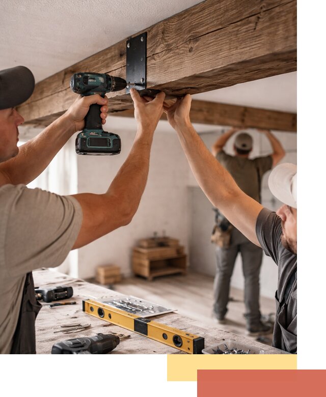 Монтаж декоративных потолочных балок в Качканаре